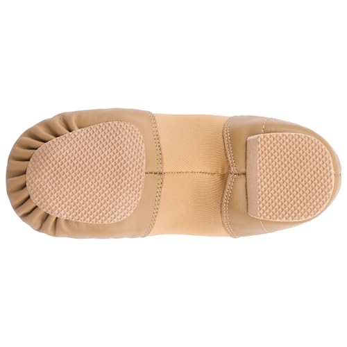Leather Jazz Dance Shoes for Kids - Slip On, Brown, Size 13
