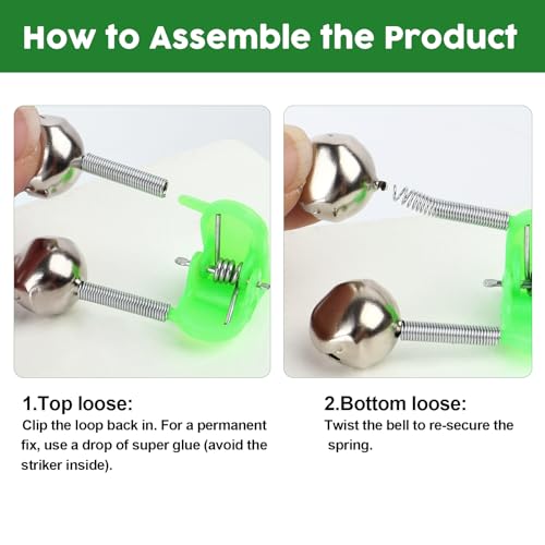 Fishing Bells for Rods - Catfish Bite Alarm Clip On Bells, 12 Pack