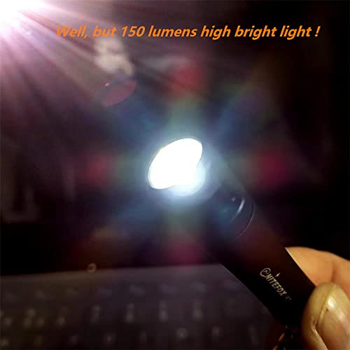 Mini Keychain Flashlight - 150 Lumens Portable EDC Light - White