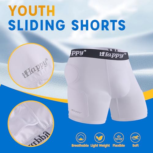Youth Sliding Shorts with Soft Cup & Padding for Baseball Football Lacrosse