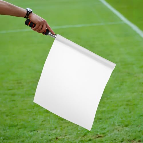 4-Pack Sports Referee Flags with Stainless Steel Poles - White