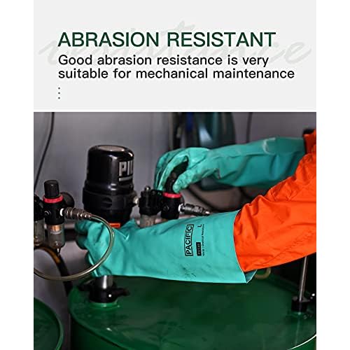 PACIFIC PPE 2 Pairs Chemical Resistant Nitrile Gloves, Resist Household Acid, Alkali, Solvent and Oil, 28 mil, 18", Large