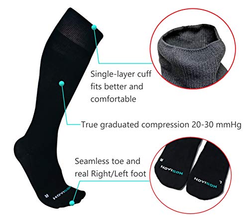 Big & Tall Compression Socks Knee High Cotton Blend Men Women HoYISox