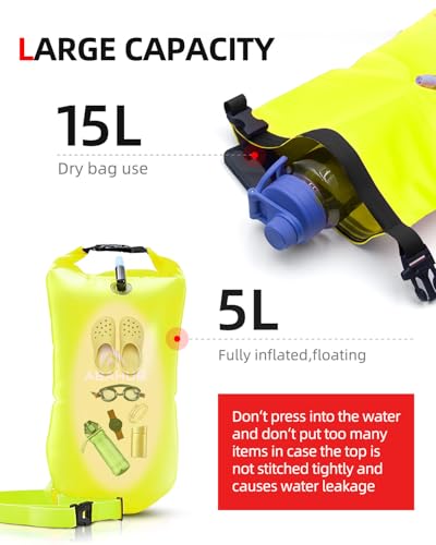 Abahub Green 15L Swim Buoy Safety Tow Float for Open Water Swimming