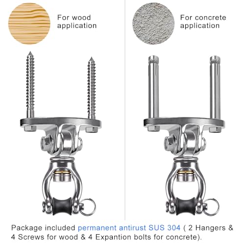 SELEWARE 360° Bearing Silent Swing Hanger, Stainless Steel Swivel Hook 2 Pcs – Heavy Duty