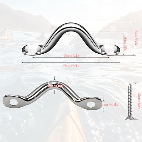 Stainless Steel Bimini Top Hardware - 10 Pad Eye Straps with Screws