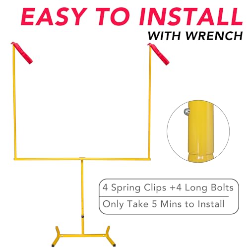 Adjustable Height Football Goal Post 8x5.5 Ft - Steel Frame with Pump