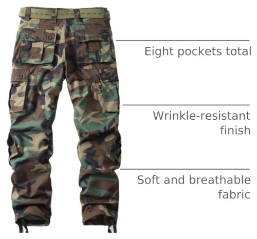 AKHIKING Men's Camo Cargo Work Pants BDU Ripstop Outdoor Trousers 07 / 34 Regular