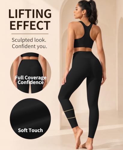 High Waisted Buttery Soft Yoga Leggings for Women - Black, Small-Medium