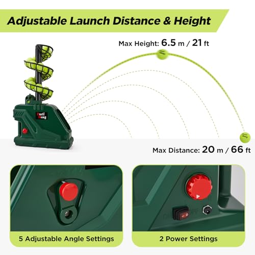 Portable Tennis Ball Machine - 5 Angles, 2 Power Levels, 30 MPH