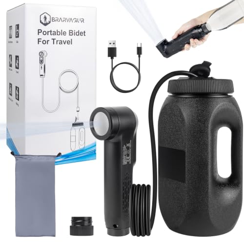 Brarvagur Black Portable Travel Bidet with 1600mAh Rechargeable Battery & 2.5L Tank