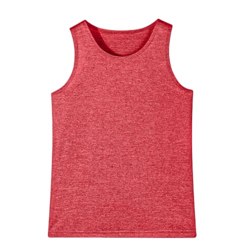 Quick Dry Tank Tops for Girls - Active Sleeveless Shirt Red, 9-10 Years