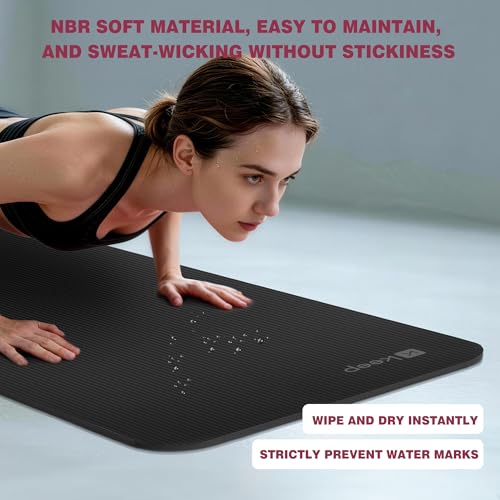 Extra Thick NBR Yoga Mat - Non-Slip, Cushioned, 72"x24"x10mm - Black