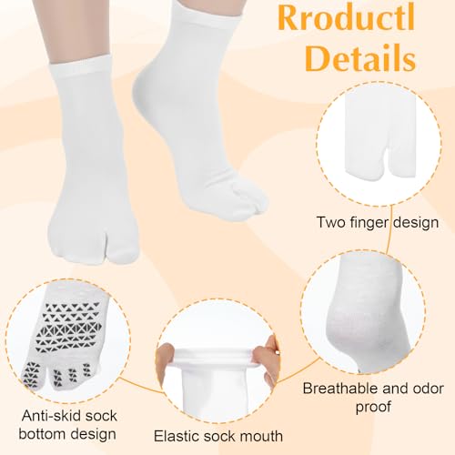 4 Pairs Japanese Tabi Socks with Anti-Slip Dots - Black & White