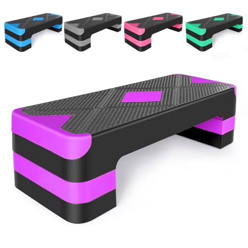 Adjustable Aerobic Stepper Fitness Platform - 3 Heights, Purple