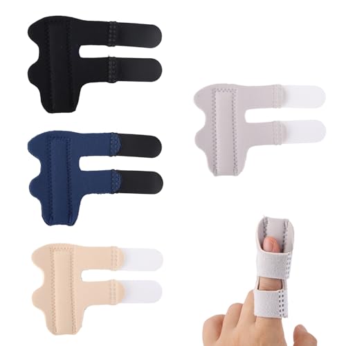 Finger Splints - 4pcs Finger Brace for Mallet & Sprains - Black, Beige, Grey, Dark Blue