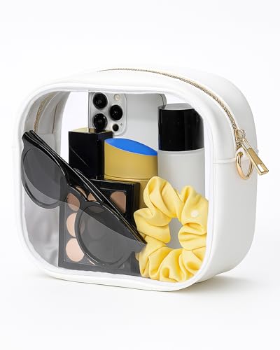 Clear Stadium Purse with Wide Strap - Black & White Strap