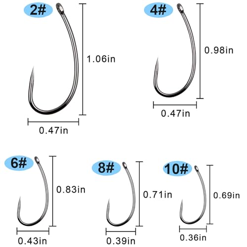 200pcs Barbless Fishing Hooks Kit for Carp, Bass, Trout, Fly Tying & Bait Rigs