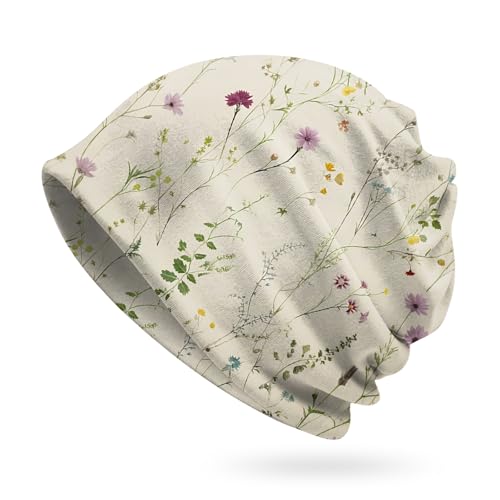 Slouchy Chemo Cap Beanie - Floral Soft Headwear for Men & Women