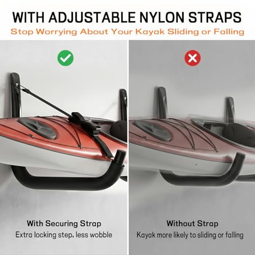 Vahodegn Heavy Duty Kayak Storage Rack Wall Mount with Adjustable Straps, Pack of 4 (10.6" x 15.5")