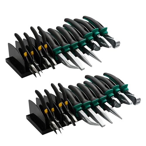 2 PCS Plier Organizer Black Pliers Holder With Adjustable Dividers Non-Slip Rubber Base for Customizable Versatile Plier Set Storage Rack