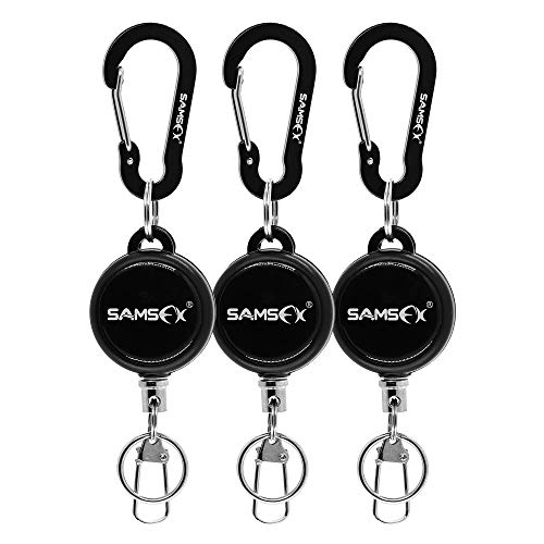 Fly Fishing Zinger Retractor Set - 3pcs with Carabiner & 24in Nylon Cord