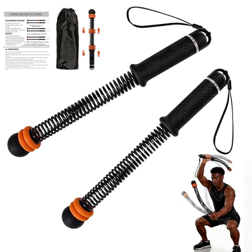 Adjustable Cordless Ropeless Battle Rope - Black - Non-Slip Handle