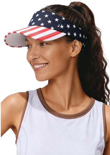 4th of July American Flag Sun Visor Hat for Women - Medium