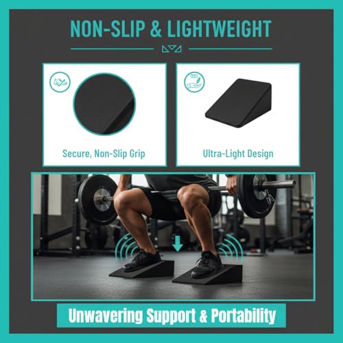 Heel Elevated Squat Wedge Blocks - Non-Slip Foam Set for Weightlifting