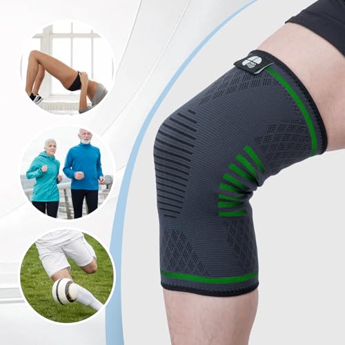 Pro Gear Labs Knee Compression Sleeves 2-Pack – Unisex Knee Braces for Running, Arthritis & Pain Relief (XXXL/Green)