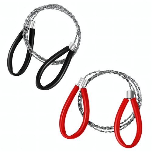 Stainless Steel Cable Saw - 2 PCS Portable Survival Wire Saw for Camping