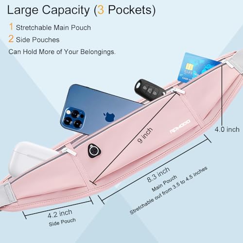 RDMODO Running Belt Fanny Pack for Women 02-Pink, Water-Resistant Waist Pack
