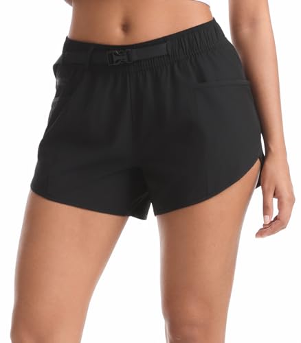 Rrosseyz Women's Quick Dry Hiking Shorts with Pockets - Large, Ink Black