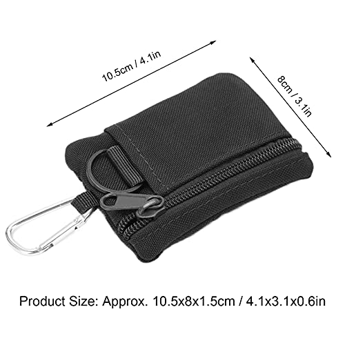 EDC Pocket Pouch - Mini Molle Wallet with Carabiner, Black