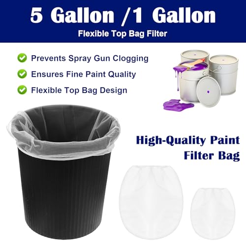 10PCS Paint Strainer Bag,Paint Filters with Elastic Drawstring Top Opening, Paints Strainers Bags 5 Gallon & 1 Gallon, White Polyester Mesh Strainers Bag for Paints & Gardening