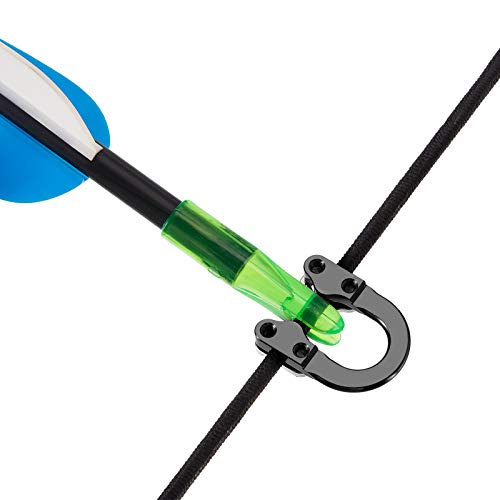 Archery D Loop Set - 2 Metal U Nock D Rings with Screwdrivers, Black