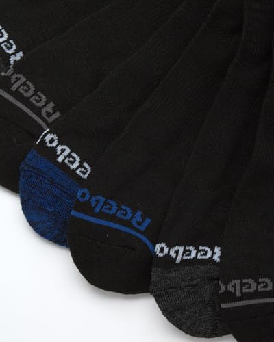 Reebok Men's Low Cut Cushioned Athletic Socks 6 Pack Black 6-12.5