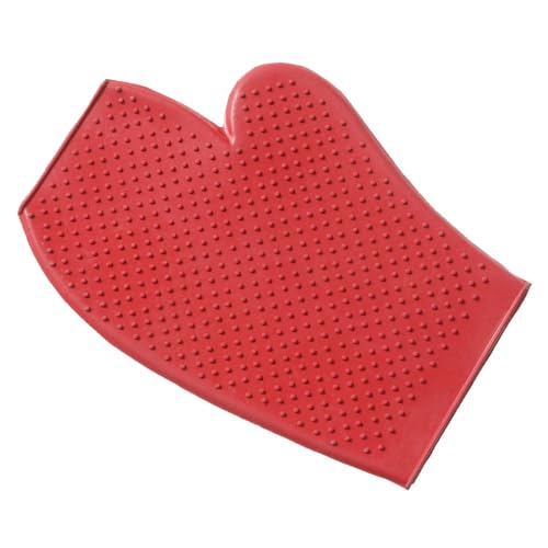 Rubber Horse Grooming Glove - Comfortable Shedding Mitt for Bathing - Red