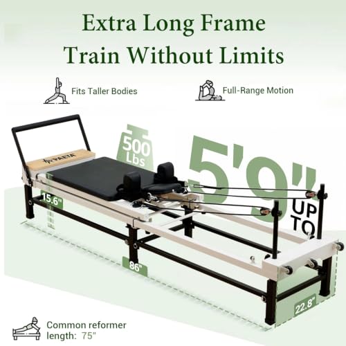 86" Foldable Pilates Reformer Machine - Adjustable Heights, Black