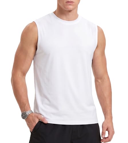 Men's Cotton Sleeveless Workout Tank Top - X-Large White