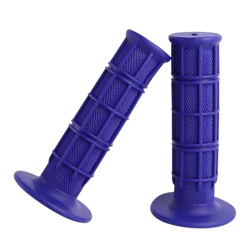 Blue Motorcycle Handlebar Grips - Non-Slip Rubber 22mm
