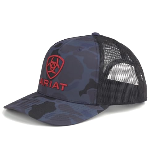 ARIAT Men's Navy Camo Richardson 112 Trucker Cap with Red 3D Embroidered Logo - Basic