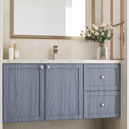 CRE8TIVE Slate Blue Contact Paper Wood Wallpaper Peel and Stick Wood Grain Contact Paper for Countertops Waterproof 12"x80" Self Adhesive Removable Thick Wood Vinyl Wrap for Bedroom Cabinets Furniture