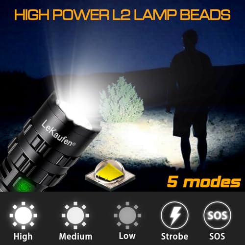 3000 Lumen Tactical Flashlight with Picatinny Rails Mount and Pressure Switch, 5 Modes Picatinny Flashlight Bright USB Rechargeable Weapon Light Rifle Light for Tactical Outdoor