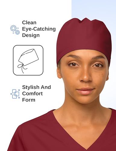 Women’s Red Working Scrub Cap - Adjustable, Lightweight & Washable