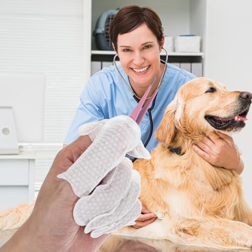 100 Pcs Disposable Cotton Finger Cots for Pet Ear Cleaning