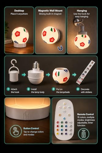 Soccer Ball LED Night Light - USB Rechargeable with 15+ Modes
