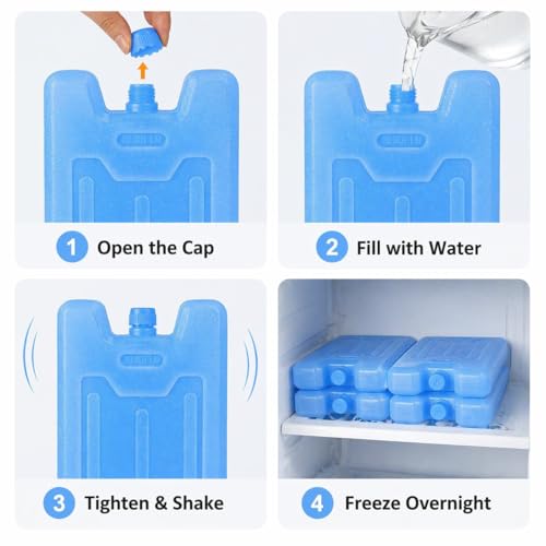 Bodaon 8 Pack Large Reusable Ice Packs for Lunch Boxes & Coolers - Long-lasting Cold