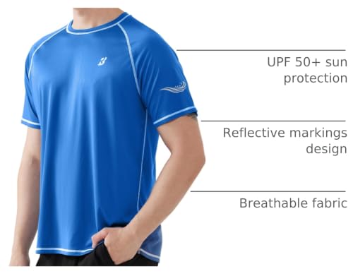 Roadbox Men's UPF 50+ Short Sleeve UV Sun Protection Rash Guard Swim Shirt - Royal Blue, XX-Large