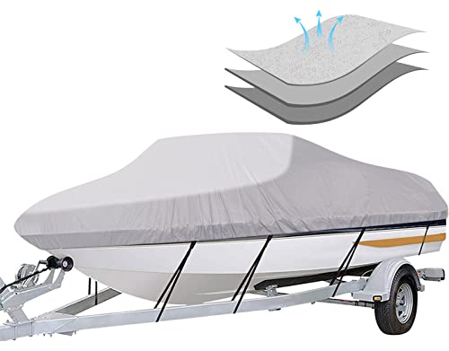 Heavy Duty Waterproof Boat Cover for 17'-19' V-Hull & Fishing Boats